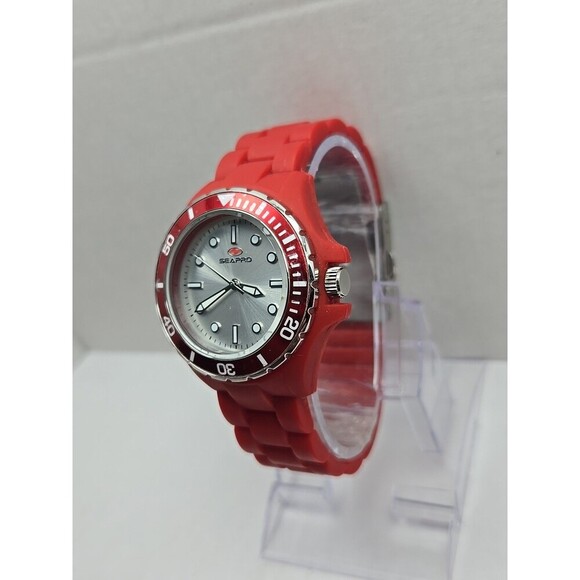 Seapro SP3214 Spring Red Quartz Womens Watch Silicone 36mm New Battery WR30M - Picture 2 of 8